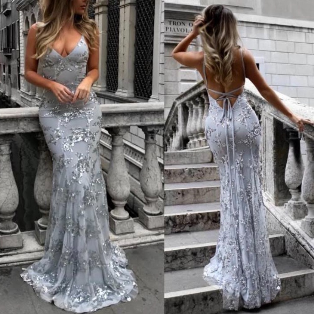 Silver evening dress